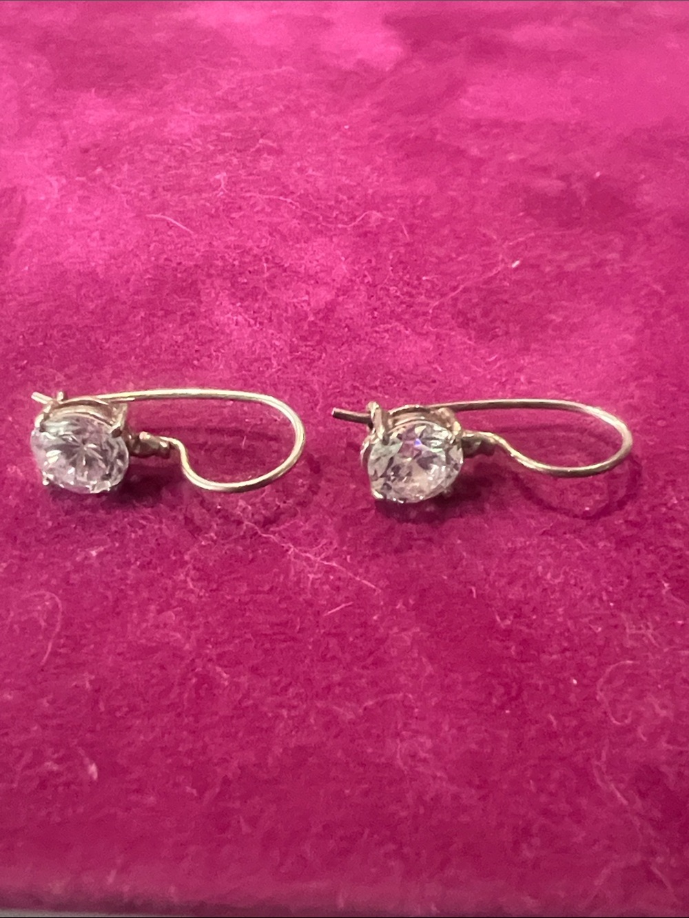 Classic Clear CZ Stone Drop Earrings - with Sterling backs and setting